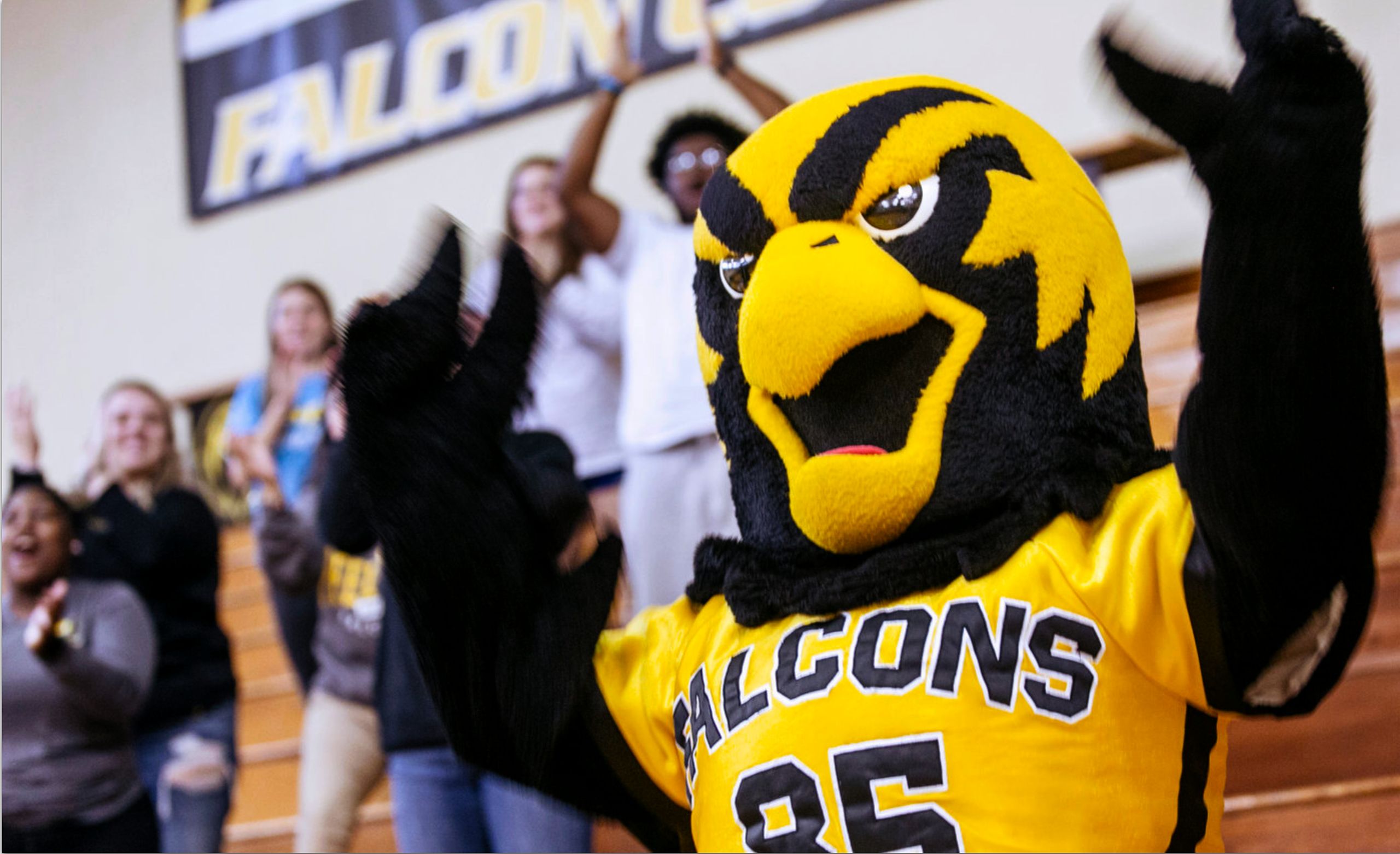 Pfeiffer mascot at athletic event