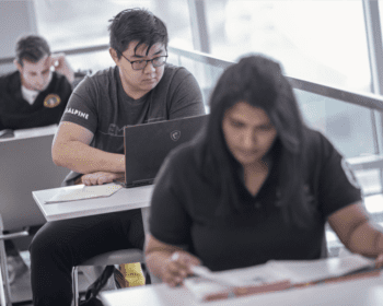 students studying in classroom