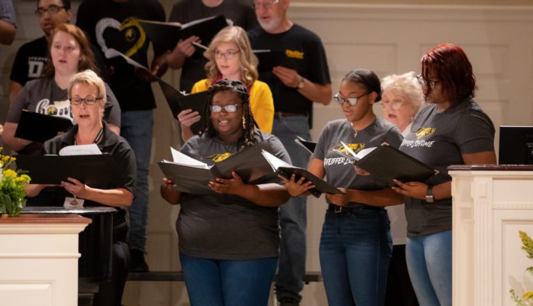 Choir singing during a concert