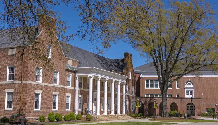 Pfeiffer University's campus outside on sunny day