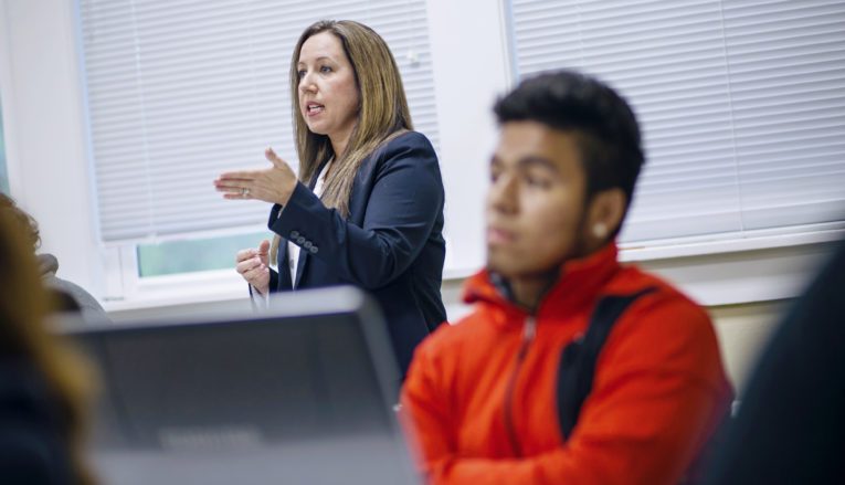 Professor speaking to class